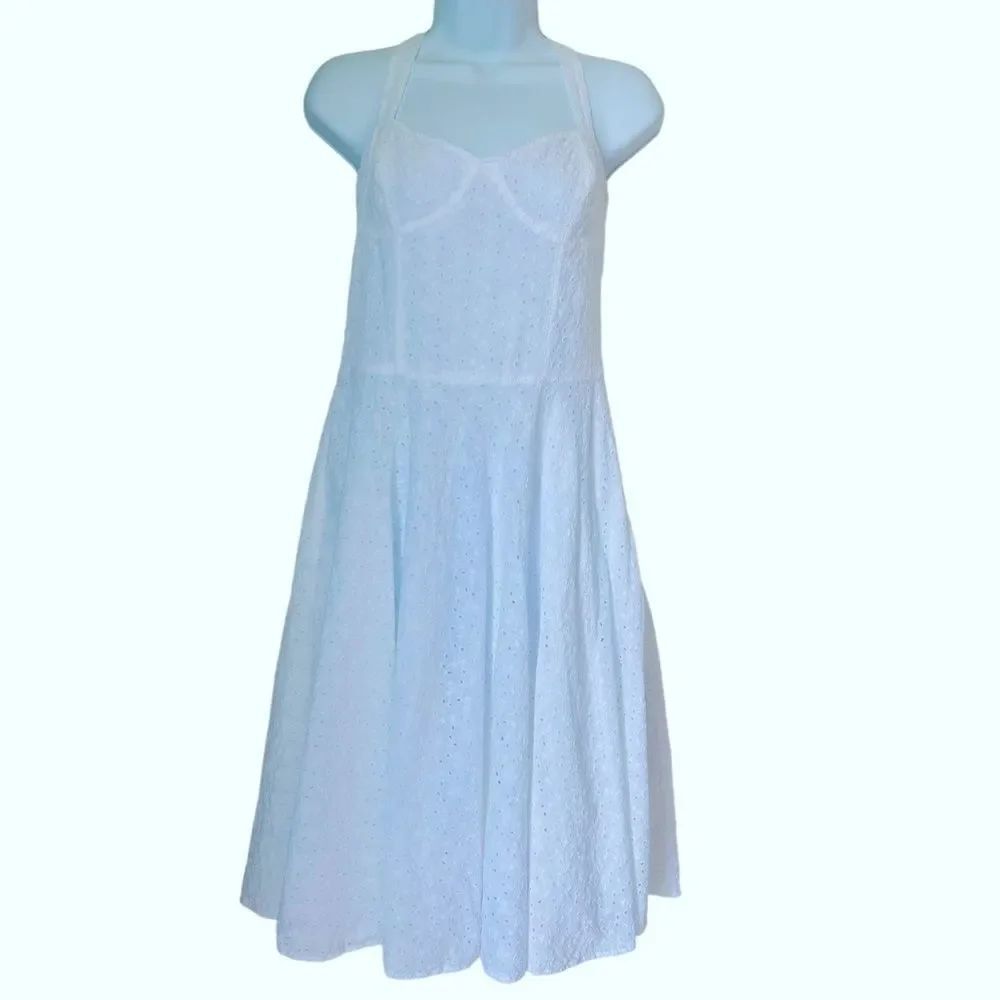 Lauren Ralph Lauren White Eyelet Fit & Flare 100% Cotton Coastal Cowgirl Dress 8